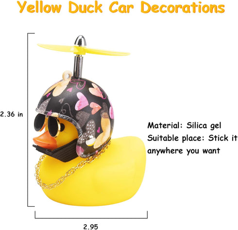 wonuu Cute Yellow Rubber Duck Car Dashboard Ornaments with Propeller (Love)