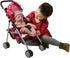 Pink Heart Design Doll Stroller with Basket - Foldable & Stylish