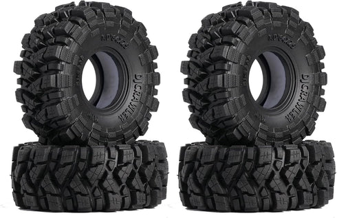 1.0 Mud Tires 64 * 25mm Soft Sticky for TRX4M 1/18 1/24 RC Crawler Axial SCX24 FMS FCX24, Double Layer Sponge