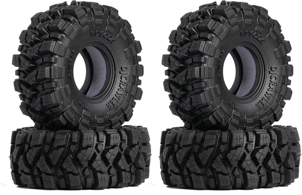 1.0 Mud Tires 64 * 25mm Soft Sticky for TRX4M 1/18 1/24 RC Crawler Axial SCX24 FMS FCX24, Double Layer Sponge