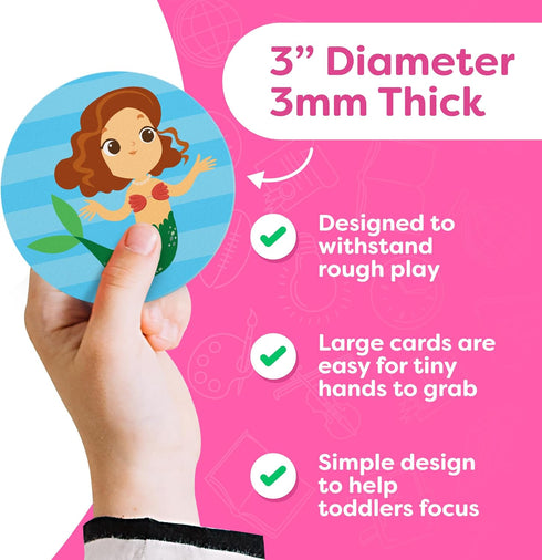 Girls Matching Memory Game for Kids - 32pc Mermaid Concentration Card Matching Games for Preschool Toddlers Ages 3-5