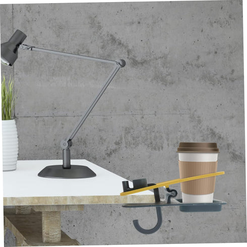 MAGICLULU Clip-On Desk Cup Holder Clamp Portable Plastic Table Side Drink Stand for Office Use Adjustable and Secure