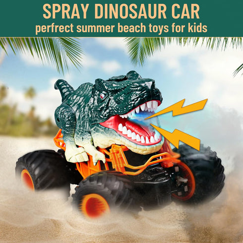 Dinosaur Monster Truck Toys - Remote Control Dinosaur Car, 2.4Ghz RC Truck for Toddlers, Light & Music, Green