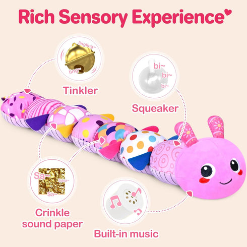 KMUYSL Baby Toys 0 to 12 Months, Musical Stuffed Animal Toys with Crinkle and Rattles for Newborns
