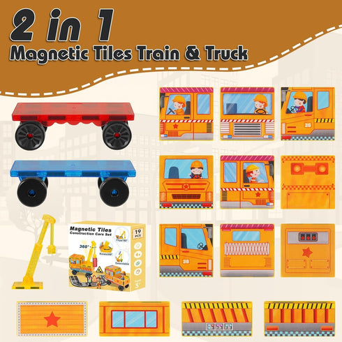 Set 19 Set 3 4 5 6 7 8+ Set Magnetic Tiles Cars Construction - PCS Magnetic Tiles Magnet Bricks Truck Sensory Toys