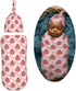 Sets Ladybugs Hearts Flowers Newborn Swaddle Blankets Hat Soft Baby Receiving Blanket Swaddle Sack for Baby Shower