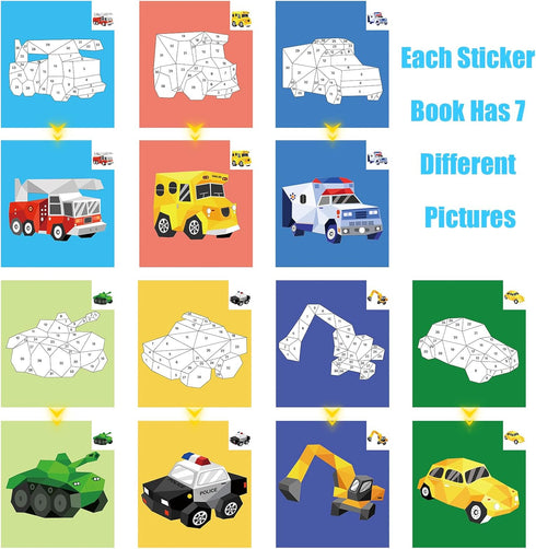 Vehicle Sticker Book for Kids Ages 4-8, Crafts for Kids Ages 4-8 Sticker Paint Books Boys and Girls Birthday Gifts Party Favor, Travel Toys Car Stickers for Kids Learning by AEAHALY