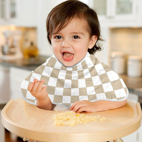 J JOYSAY 22''x11'' 4 sizex4 Checkered Plaid Dark Beige Baby Burp Cloths for Boys Girls Large Cotton Layer Baby Must