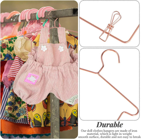 5 Sets Mini Doll Hanger Accessories, Little Hangers for 18 Inch Dolls, Iron Baby Clothing Support