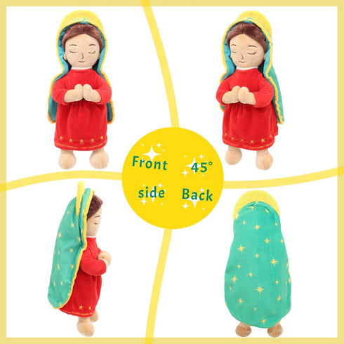 20 3 Yelakey Talking Guadalupe Plush Musical Virgin Mary Plush, Virgen de Guadalupe Talking Doll Speaks of Bible Verses