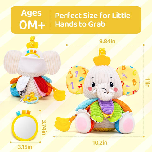 JoySpark Toys 3-6 3 6 9 12 Tummy 0-6 6-12 Baby Toys Months, Musical Stuffed Elephant Toddler Toy for Newborn Infant