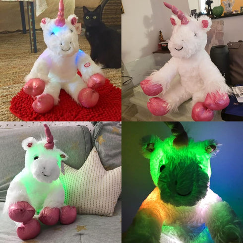 WEWILL 12'' Light Up Unicorn Stuffed Animal, LED Plush Toy, Glow in Dark Bedtime Companion for Kids