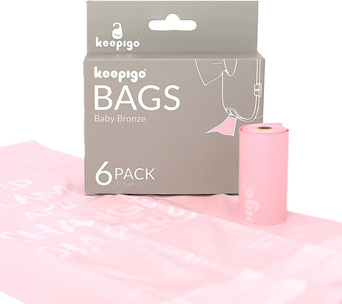 keepigo 6 72 Compostable Disposable Diaper Bags | Rolls, Leak-Proof, XL Biodegradable Baby Poop Bags | Eco-Friendly