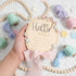 Tucnoeu Baby Announcement Sign, Wooden Hello World Newborn Welcome Sign, Bow Birth Stats Signs Newborn Photo Prop