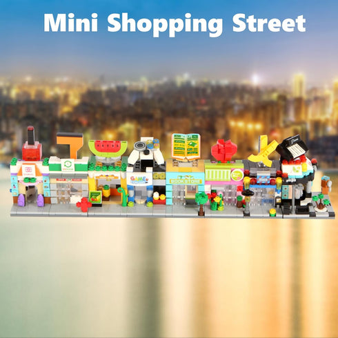 BIZNESMEN 8 1 Set 8 Pack (894 6+ in Mini City Street Scene Building Blocks - Toy Shops: Beauty, Supermarket, Music