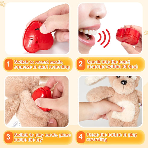 30 Heartbeat Puppy Recordable Dog Stuffed Animals sec Heart Voice Recorder Plush Toy Stuffed Animal Soft Fuzzy Doll