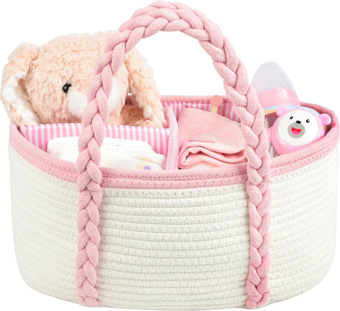 Baby Diaper Caddy, Portable Diaper Organizer for Changing Table, Car Travel Girls