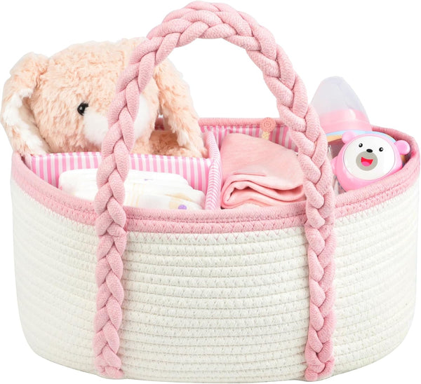 Baby Diaper Caddy, Portable Diaper Organizer for Changing Table, Car Travel Girls