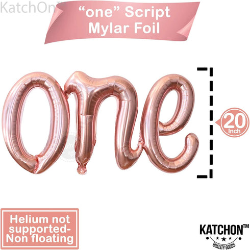 KatchOn Rose Gold One Balloons for 1st Birthday, 20 Inch Foil Balloon Letters, Baby Girls 1st Birthday Decoration