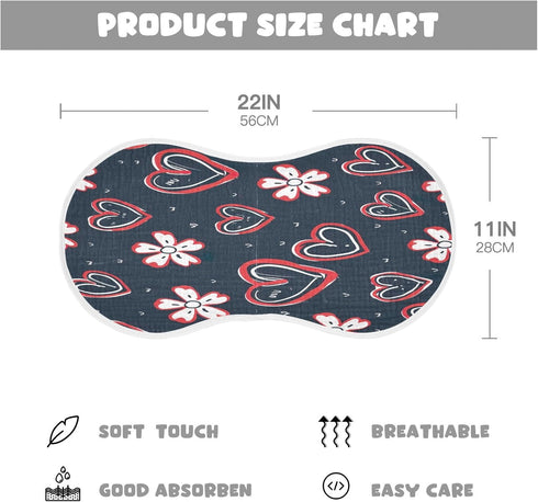 YETTASBIN Cute Love Heart Muslin Baby Burp Cloth, Super Soft Absorbent Cotton Burp Rag Baby Bibs Feeding Cloth