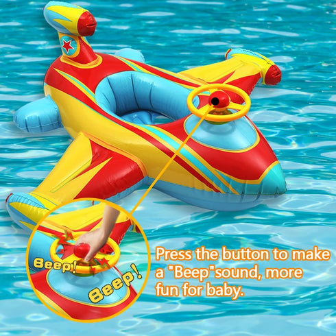 OVV Swimming 1-4 Summer Baby Pool Float Float Boat with Steering Wheel Horn for Kids Toddlers Age Boys Girls Inflatable