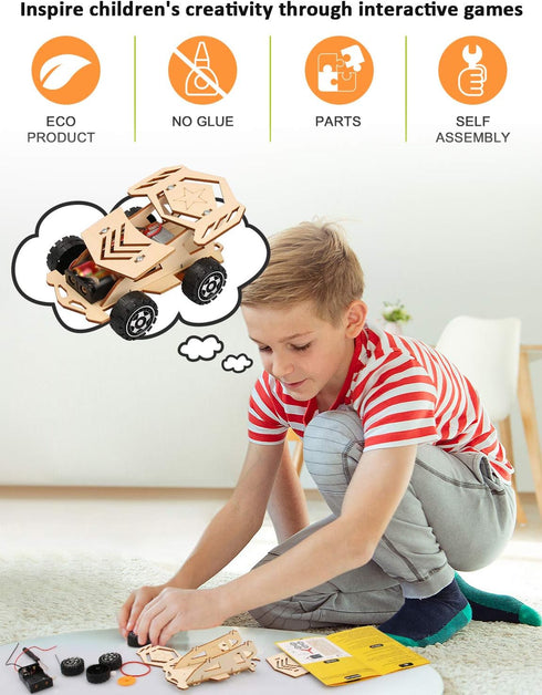 Poraxy 5 in 1 STEM Kits for Kids Age 8-10, Science Building Projects and Model Car Kits for Ages 8-13