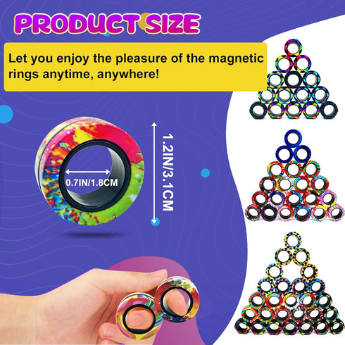 HotubFolks 33 Set Pcs Magnetic Rings Fidget Toys Classroom Prizes for Kids Finger Magnet Rings ADHD Anxiety Fidget
