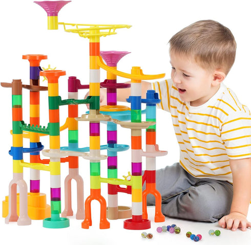 Marble Run - 166Pcs Marble Maze Building Block Toys for Kids - STEM Learning Toys Marble Track Race Set with 30 Glow in
