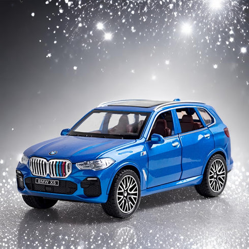 Toy Cars for BMW X5 1/32 Metal Model with Light and Sound, Pull Back Collectible for Children Age 3+ (BLUE)