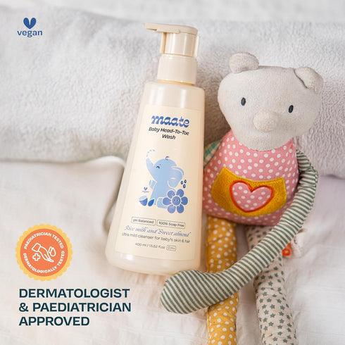 Generic 0m+ 400ml. M.a.a.t.e Baby Head to Toe Wash | Baby Hair & Body Wash for Bath | Aloe Vera, Almond Oil, Rice Milk