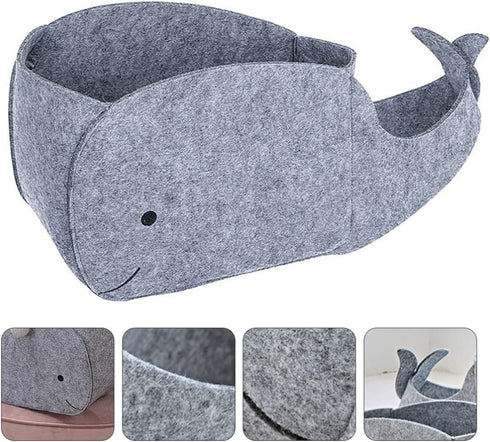 STOBOK Whale Shaped Felt Storage Bin, Fabric Foldable Basket for Home Nursery Toy Organizer, Sundries Container