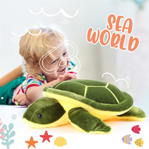 Soft Plush Sea Turtle Stuffed Animals, Giant 12 Inch Plush Pillow Toys for Birthday Graduation Gifts for Kids