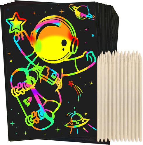 ZMLM Scratch Rainbow Art Paper Set - 100Pcs Magic Scratch Off Art