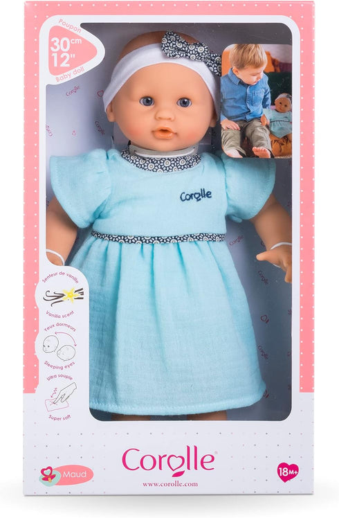 Corolle Bébé Calin Maud Baby Doll - 12" Soft Body Doll, Vanilla-Scented, Sleeping Eyes, Mon Premier Poupon Collection