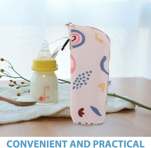 Yardwe Bottle Insulated Carrier Bag for Infants, Large Capacity Thermal Bottle Cooler Tote with Aluminum Lining, Beige