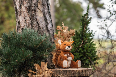 Steiff Phil Plush Squirrel, Premium Stuffed Animal for Kids, Brown, 8"