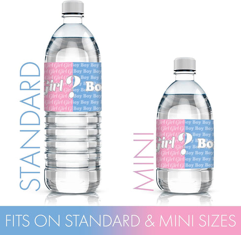 Gender Reveal Water Bottle Labels, 20 Count Pink and Blue Team Boy or Team Girl Stickers