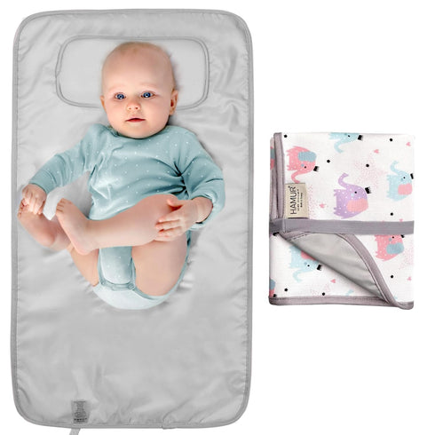 Portable Diaper Changing Pad - Waterproof Foldable Baby Mat - Lightweight Travel Change Pad - Machine Washable - HAMUR