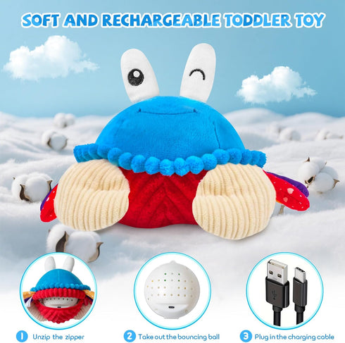 6-12 40 Tummy 1-3, Baby Toys Months, Musical Crawling Crab Plush Toy - Songs & Recording Feature, Dancing Walking