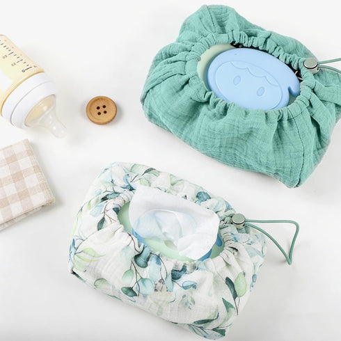 Packages, (2 Baby Wipes Cover, One Size Fits All Wipes Muslin Cotton Tissue Cover for Diaper Bag, Nursery& Changing