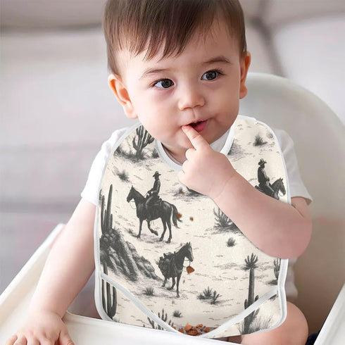 WELLDAY 5 Pack Baby Bibs for Boy and Girls Cotton Adjustable Newborn Bibs for Drooling & Teething, Wild West Cowboys