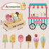 Playset 3 4 5 HERSITY Wooden Ice Cream Stand for Kids, Ice Cream Popsicle Toy Pretend Play Food Kitchen Accessories