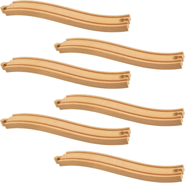 6 Pieces Ascending Wood Train Tracks Wood Train Tracks Expansion Compatible with