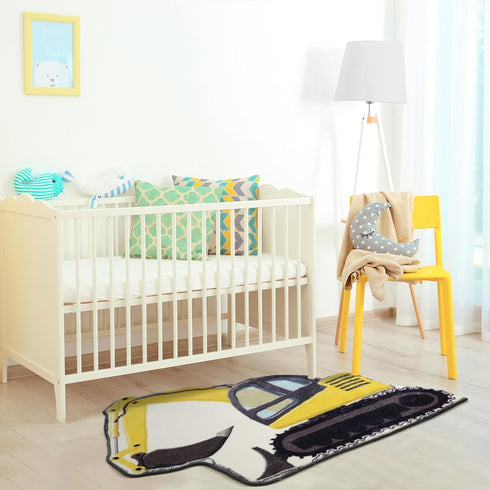 30 Inch Tinideya Kids Excavator Bedroom Rug, Hand Tufted Boys Nonslip Bathroom Mat, Decorative Construction Trucks Play