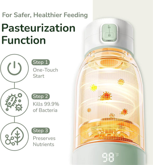 17 oz, 95F 131F, Portable Bottle Warmer for Travel, Temp Control to Rechargeable On The Go, Ideal for Travel, Outdoors