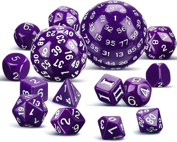 Civaner 15 Pcs Complete Polyhedral Dice Set D3-D100 Spherical RPG Dice Set
