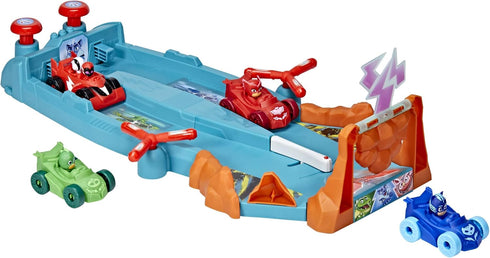 PJ Masks Animal Power Smash and Zoom Racetrack Toy, Zoomzania Raceway Vehicle Playset with 4 Cars for Kids Ages 3+