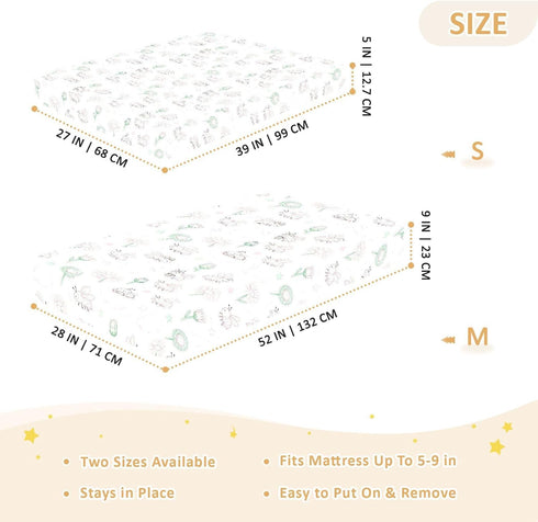 miaozhen 1 Pack 52x28 Cotton Baby Crib Sheets Comfy Breathable Pink and Green Daisy Flower and Bee Toddler Mattresses