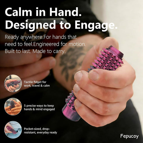 Fepucoy 5-in-1 Little Ouchies Pain Fidget for Adults, Spiky Sensory Tool with Smooth Spinner, Reinforced Slider