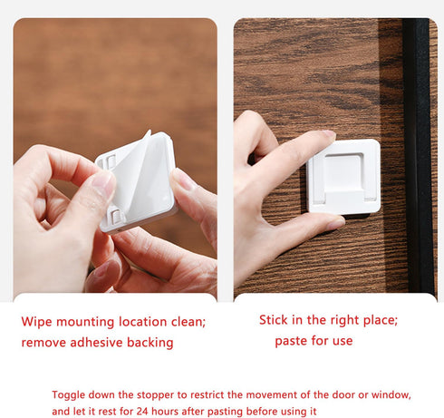 2 Pack Foldable Sliding Door Lock Handle, Sticky Safety Non Punching Grip Sticker for Closet, Window, Glass Doors